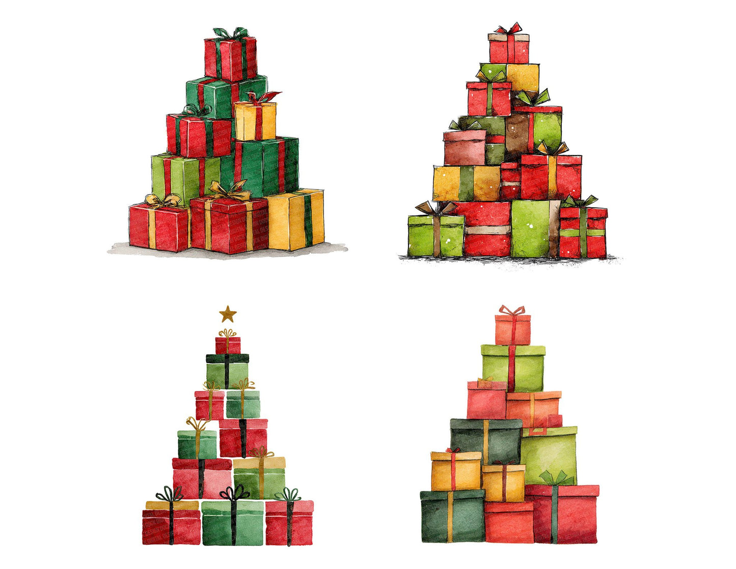 Abstract Gift Box Christmas Tree Clipart Set (DDD004529)