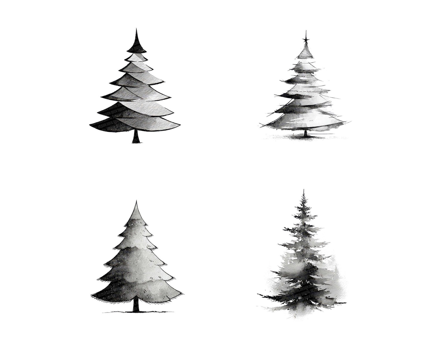 Abstract Minimal Christmas Tree Clipart Set (DDD004533)
