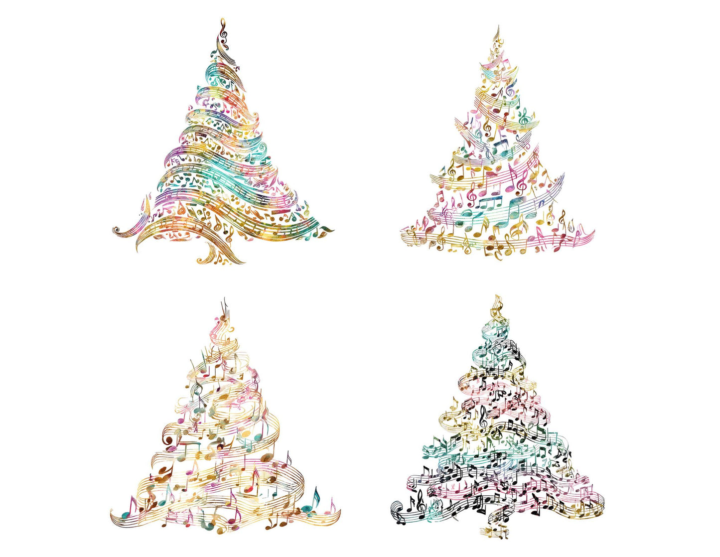 Abstract Music Christmas Tree Clipart Set (DDD004535)