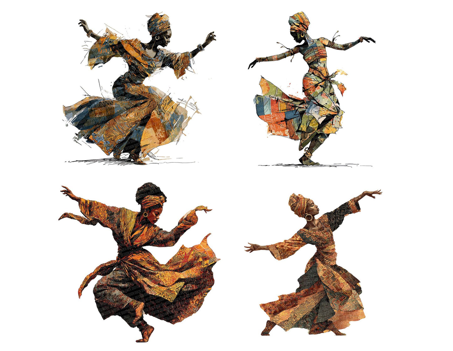 African Dance Woman Clipart Set (DDD004557)