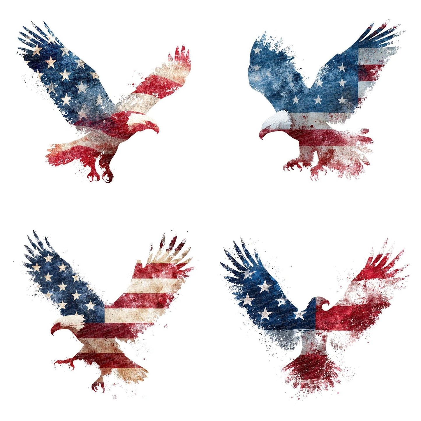 American Eagle Flag Design Clipart Set (DDD004570)
