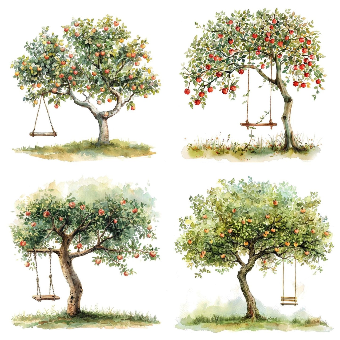 Apple Tree Swing Clipart Set (DDD004615)