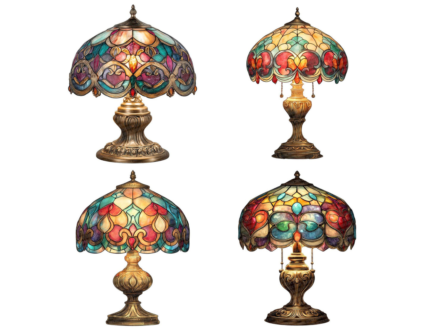 Art Deco Tiffany Lamp Clipart Set (DDD004621)