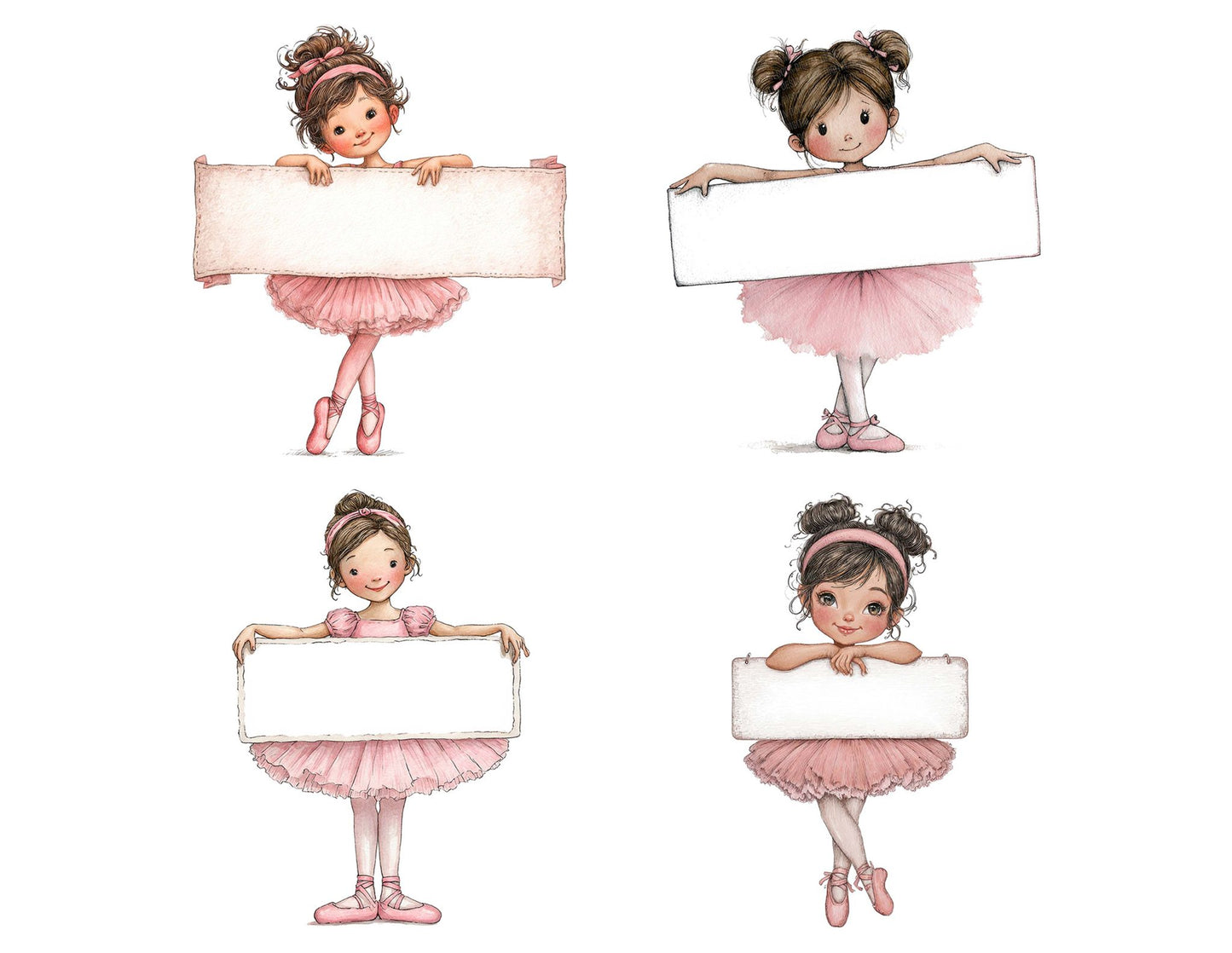 Ballerina with Banner Clipart Set (DDD004643)