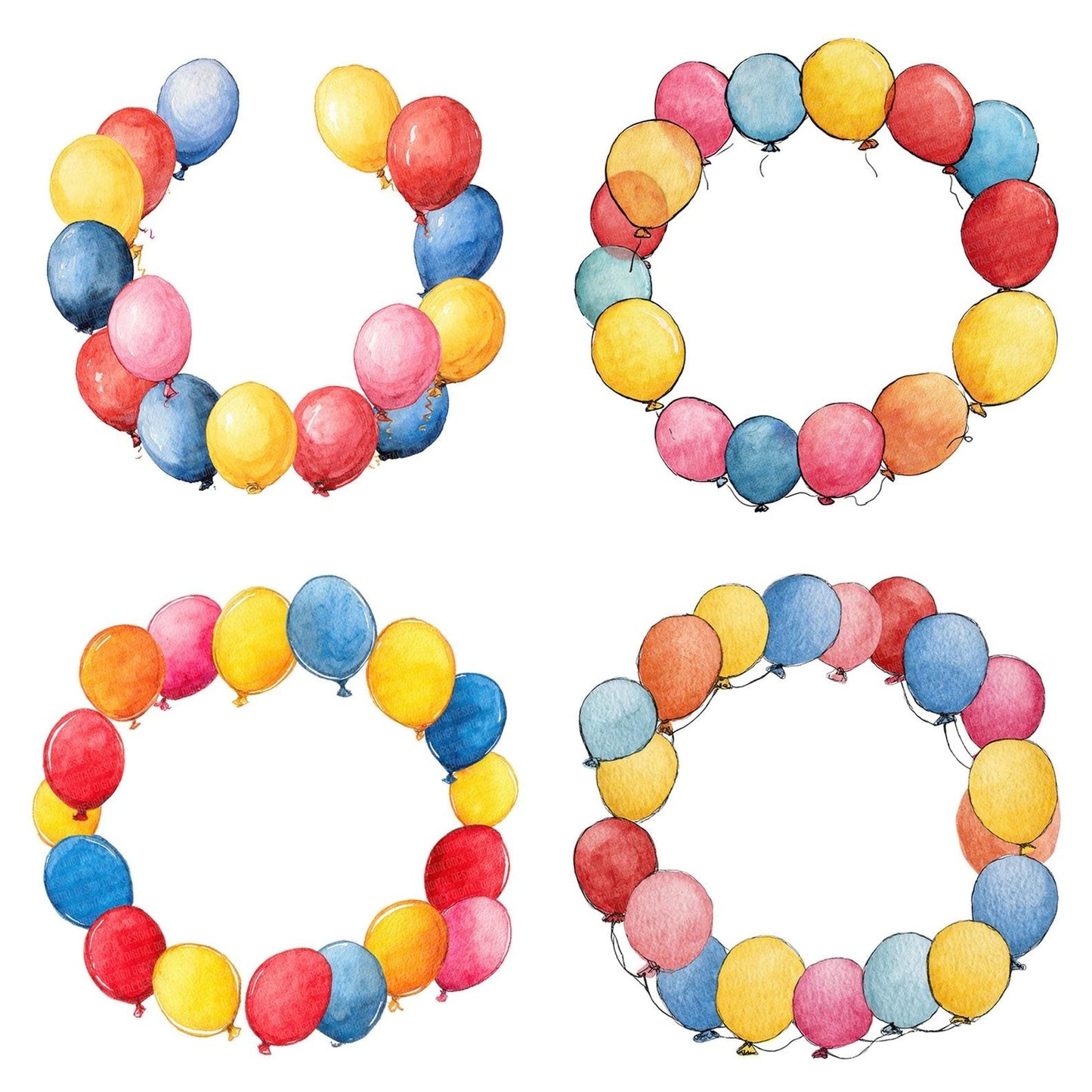 Balloon Frame Birthday Clipart Set (DDD004646)