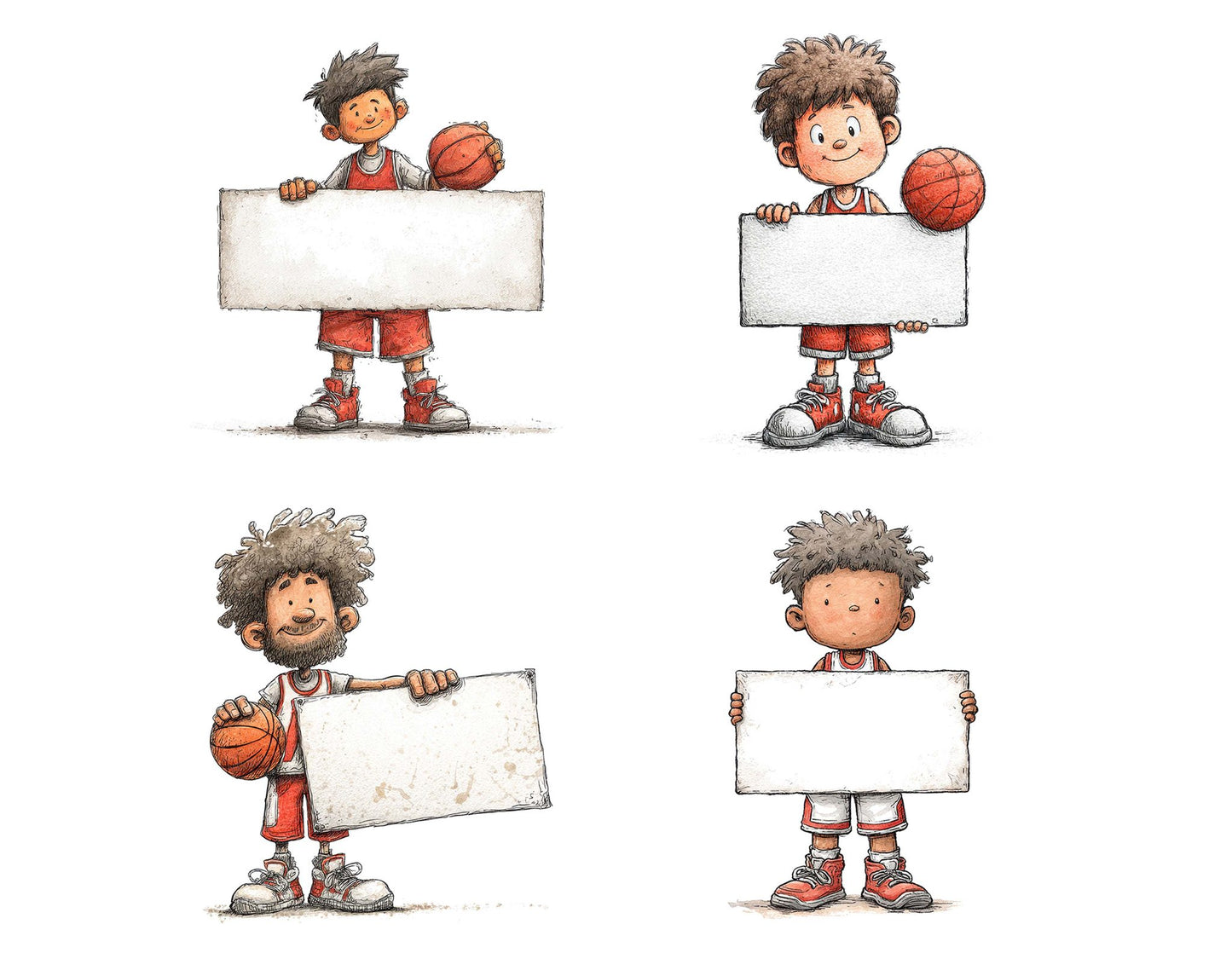Basketball Player Holding Banner Clipart Set (DDD004655)