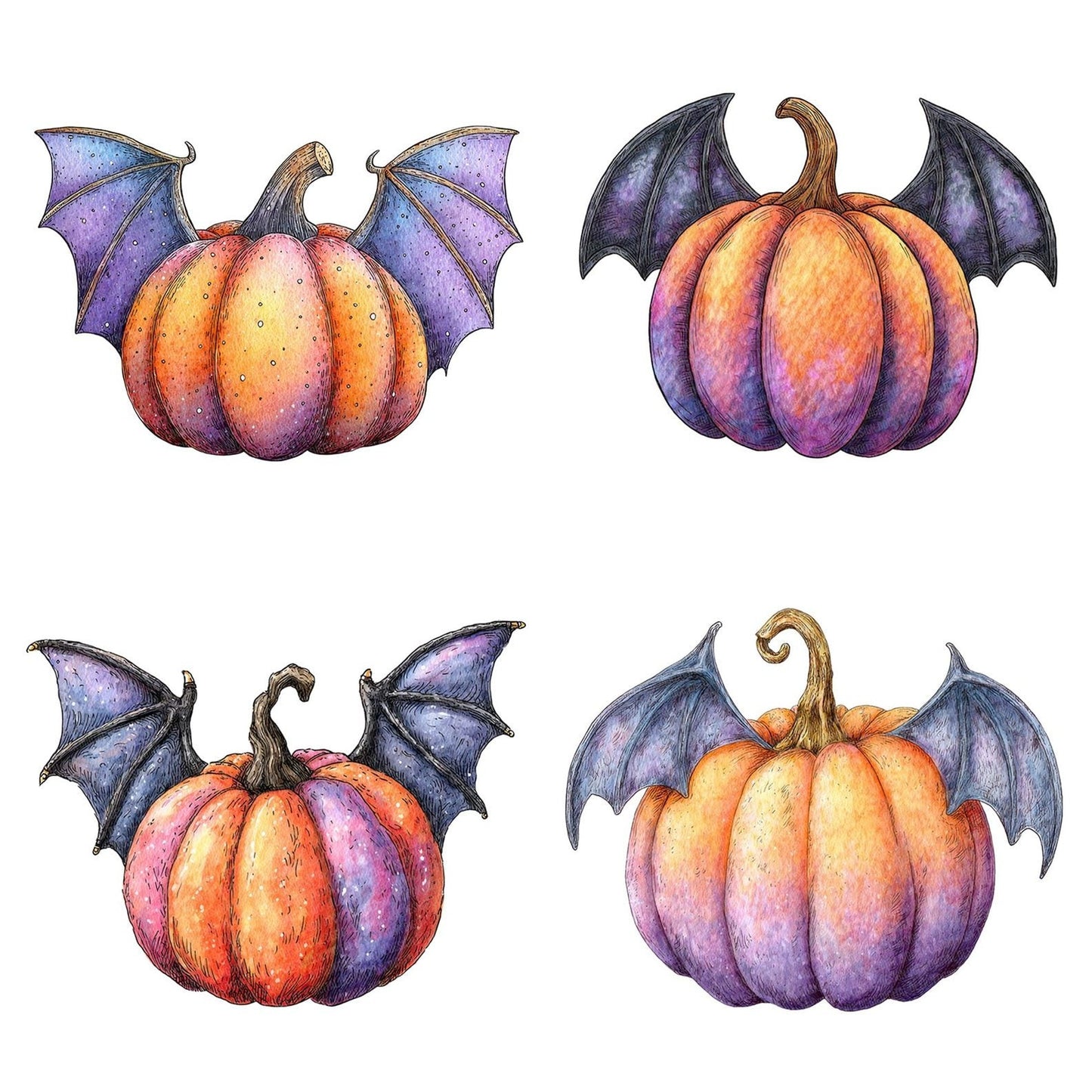 Bat Wing Pumpkin Clipart Set (DDD004657)