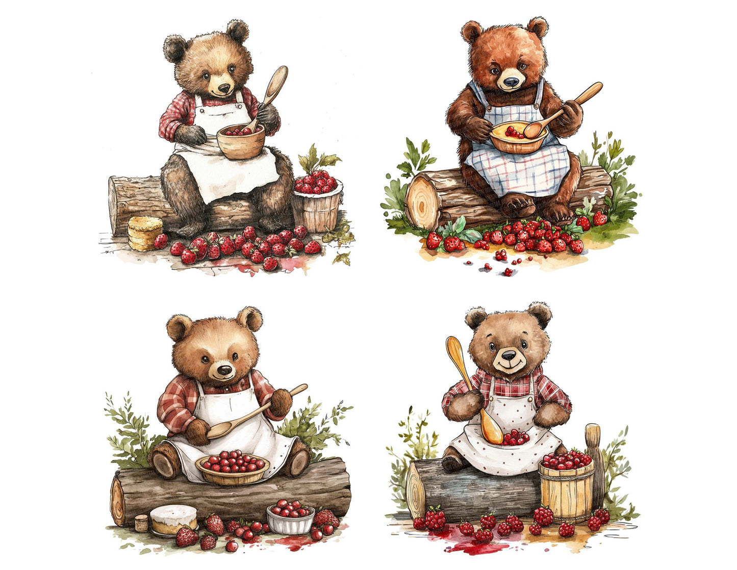 Bear Baking a Pie Clipart Set (DDD004661)