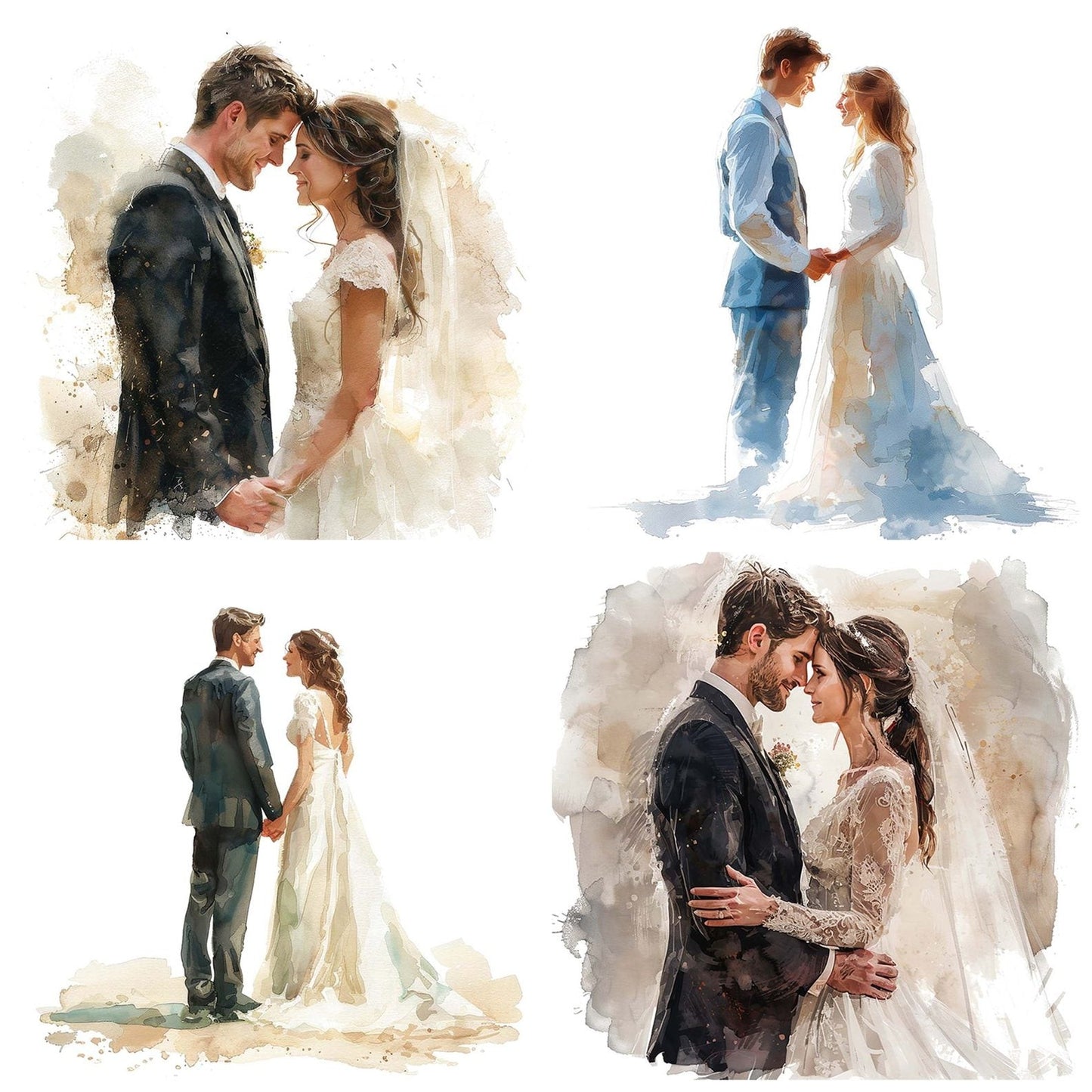 Bride and Groom looking into eyes Clipart Set (DDD004768)