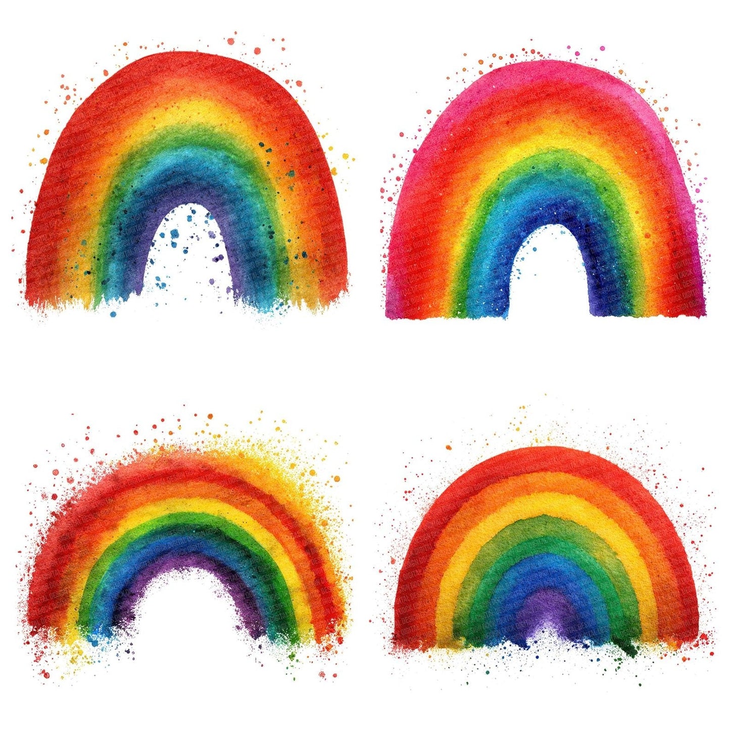 Bright Classic Watercolour Rainbow Clipart Set (DDD004770)