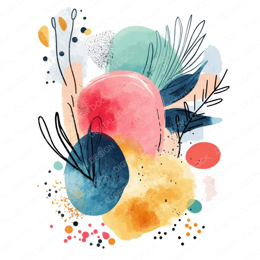 Abstract Boho Shape Design fussy cut sheet in US Letter format showing all 12 designs on one printable page