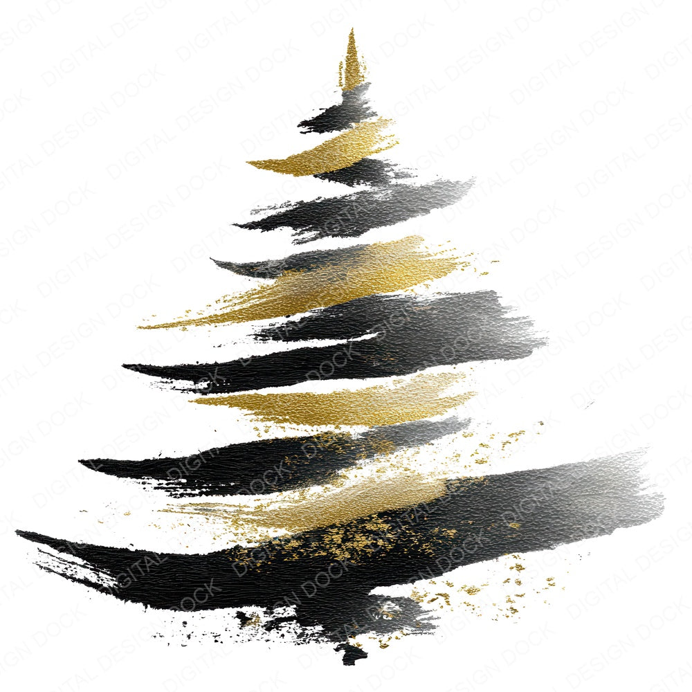 Abstract Calligraphy Christmas Tree fussy cut sheet in US Letter format showing all 12 designs on one printable page