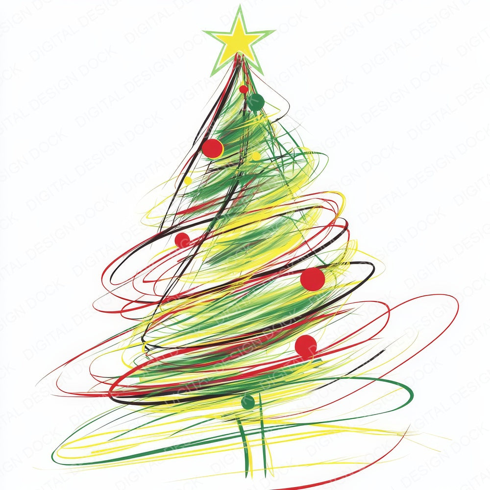 Abstract Christmas Tree B fussy cut sheet in US Letter format showing all 12 designs on one printable page