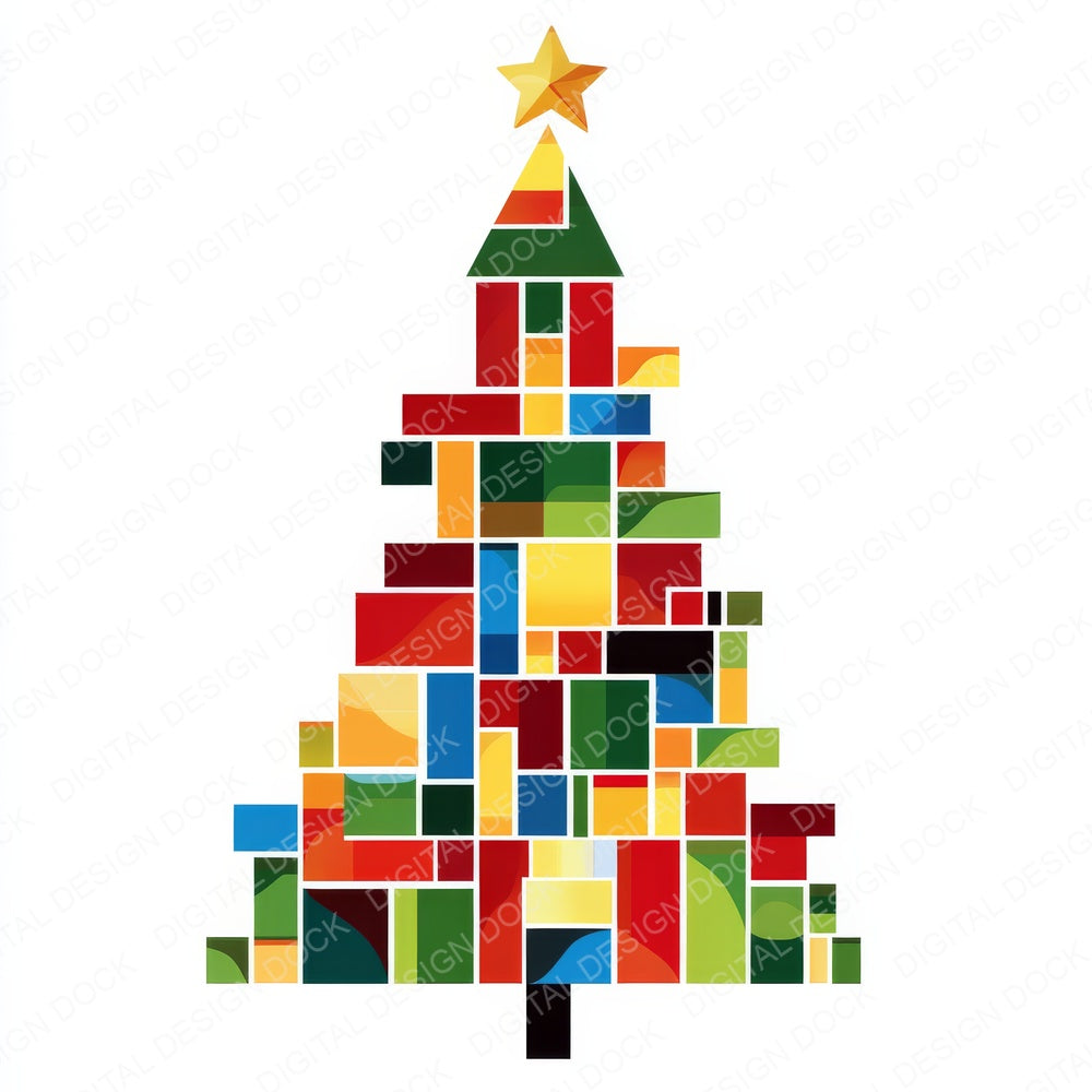 Abstract Christmas Tree C fussy cut sheet in US Letter format showing all 12 designs on one printable page