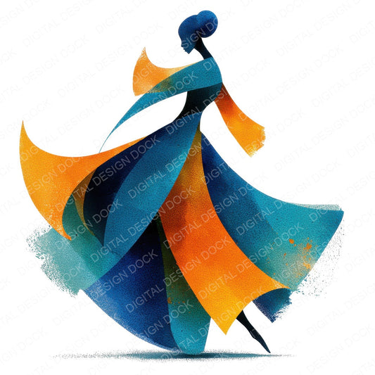 Abstract Dance Figure fussy cut sheet in US Letter format showing all 12 designs on one printable page