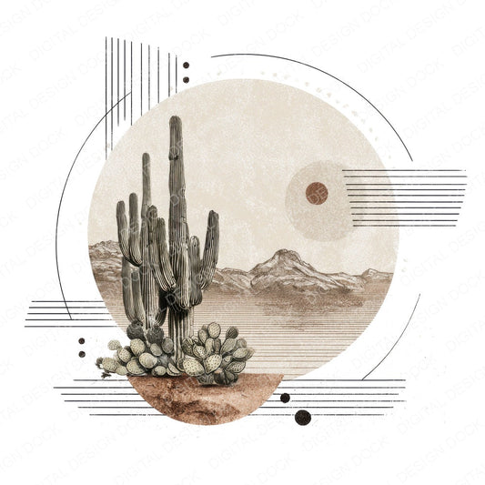 Abstract Desert Scene fussy cut sheet in US Letter format showing all 12 designs on one printable page