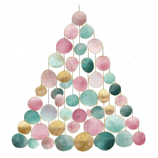 Abstract Garland Christmas Tree fussy cut sheet in US Letter format showing all 12 designs on one printable page