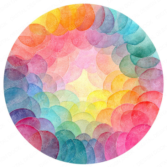 Abstract Halo Watercolour Rainbow fussy cut sheet in US Letter format showing all 12 designs on one printable page