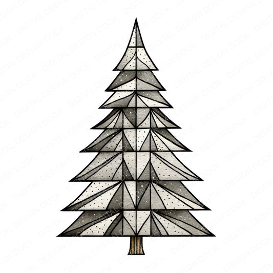 Abstract Minimal Christmas Tree fussy cut sheet in US Letter format showing all 12 designs on one printable page