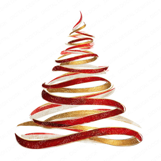 Abstract Ribbon Christmas Tree fussy cut sheet in US Letter format showing all 12 designs on one printable page