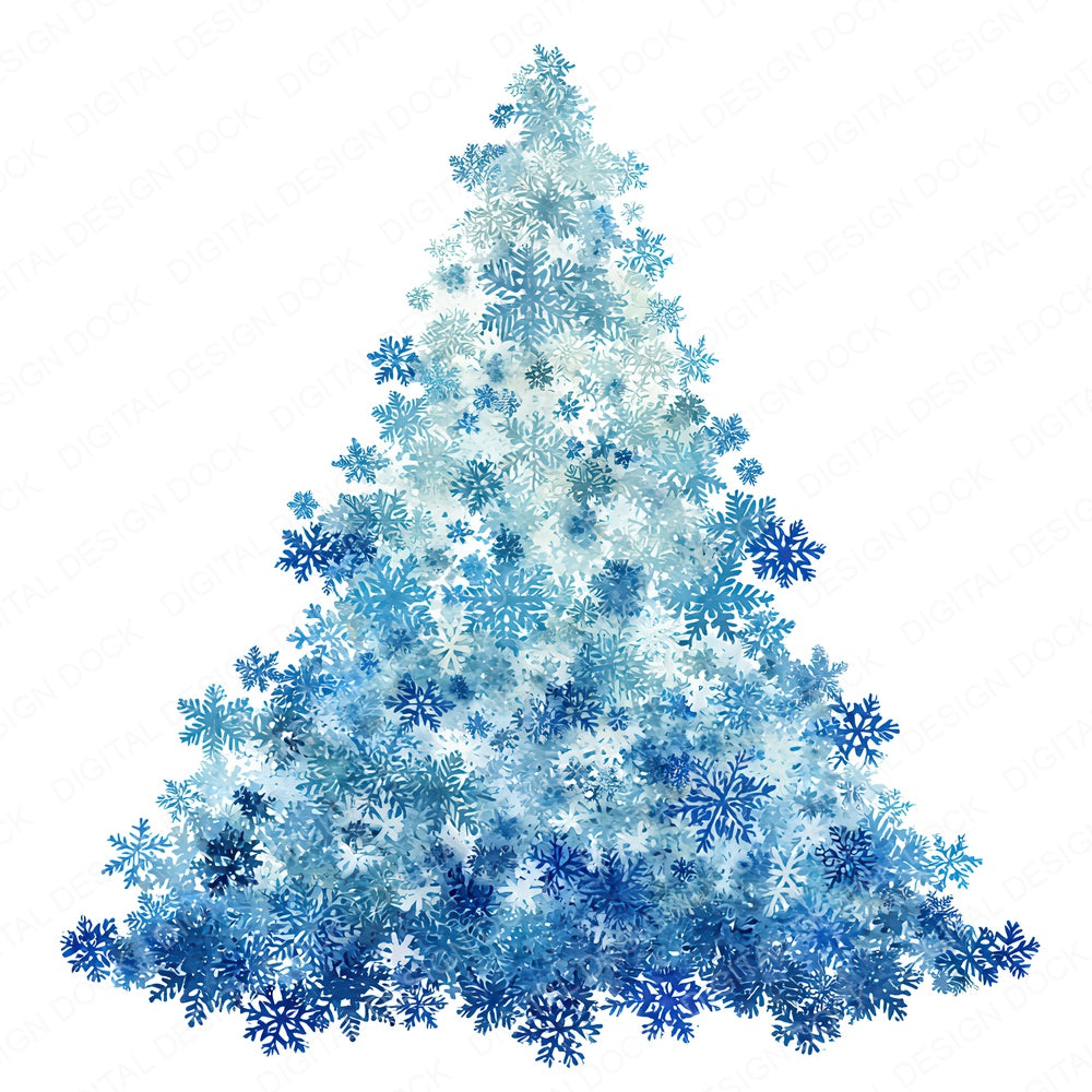 Abstract Snowflake Christmas Tree fussy cut sheet in US Letter format showing all 12 designs on one printable page