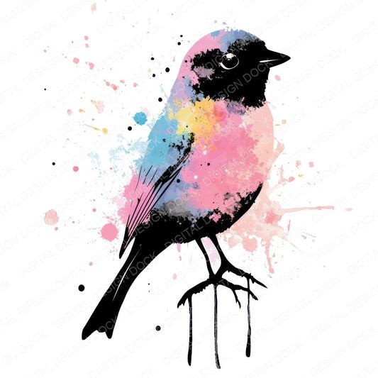 Abstract Songbird Silhouette fussy cut sheet in US Letter format showing all 12 designs on one printable page