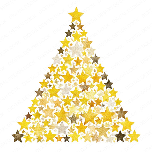 Abstract Star Christmas Tree fussy cut sheet in US Letter format showing all 12 designs on one printable page