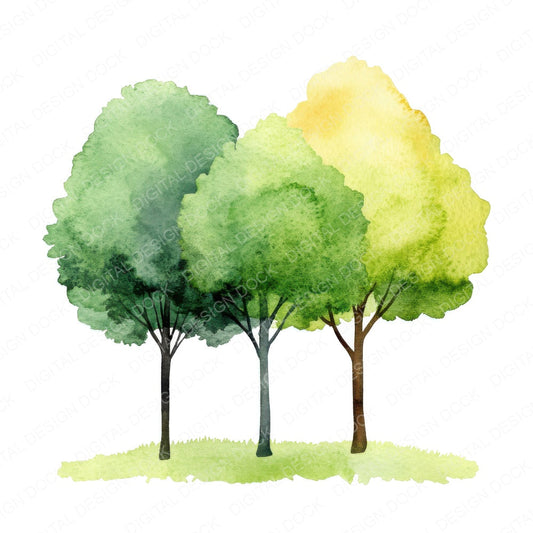 Abstract Tree Landscape fussy cut sheet in US Letter format showing all 12 designs on one printable page