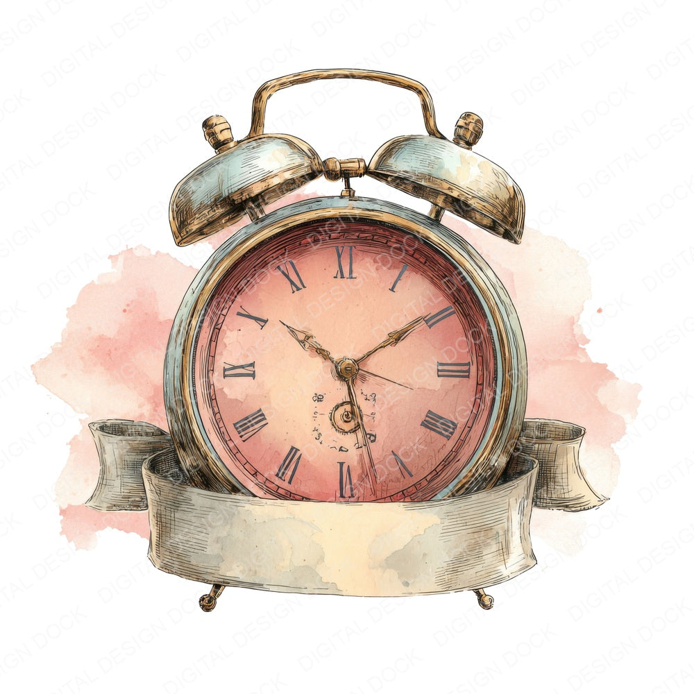 Alarm Clock Front Banner fussy cut sheet in US Letter format showing all 12 designs on one printable page