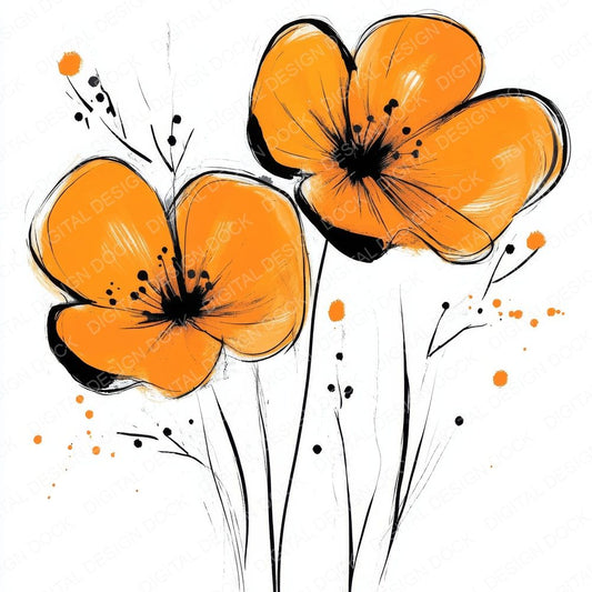 Amber Abstract Flowers Clipart Set (DDD004568)
