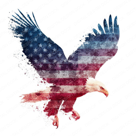 American Eagle Flag Design fussy cut sheet in US Letter format showing all 12 designs on one printable page