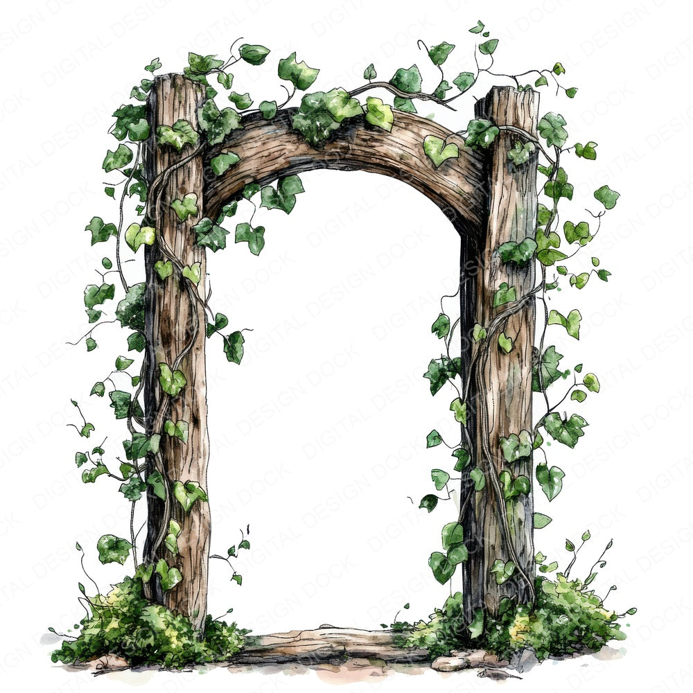 Ancient Forest Gate fussy cut sheet in US Letter format showing all 12 designs on one printable page