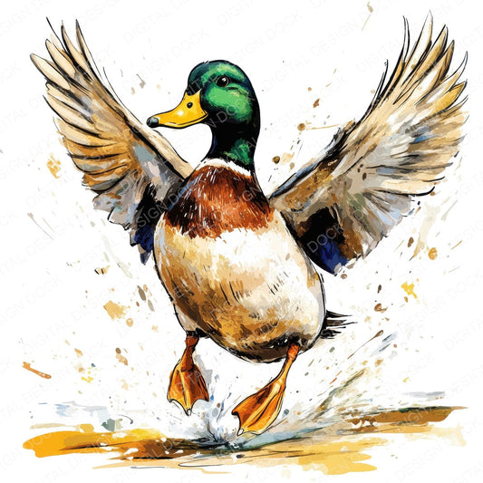 Animated Duck fussy cut sheet in US Letter format showing all 12 designs on one printable page