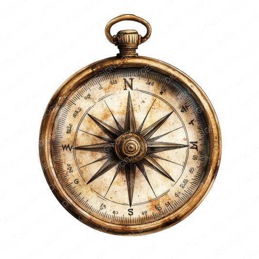 Antique Compass fussy cut sheet in US Letter format showing all 12 designs on one printable page