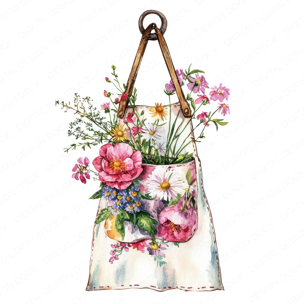 Apron with Pocket Flowers Clipart Set (DDD004617)