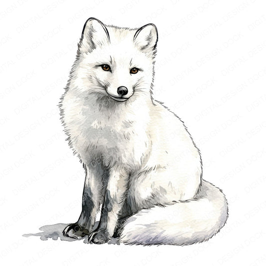 Arctic Fox fussy cut sheet in US Letter format showing all 12 designs on one printable page