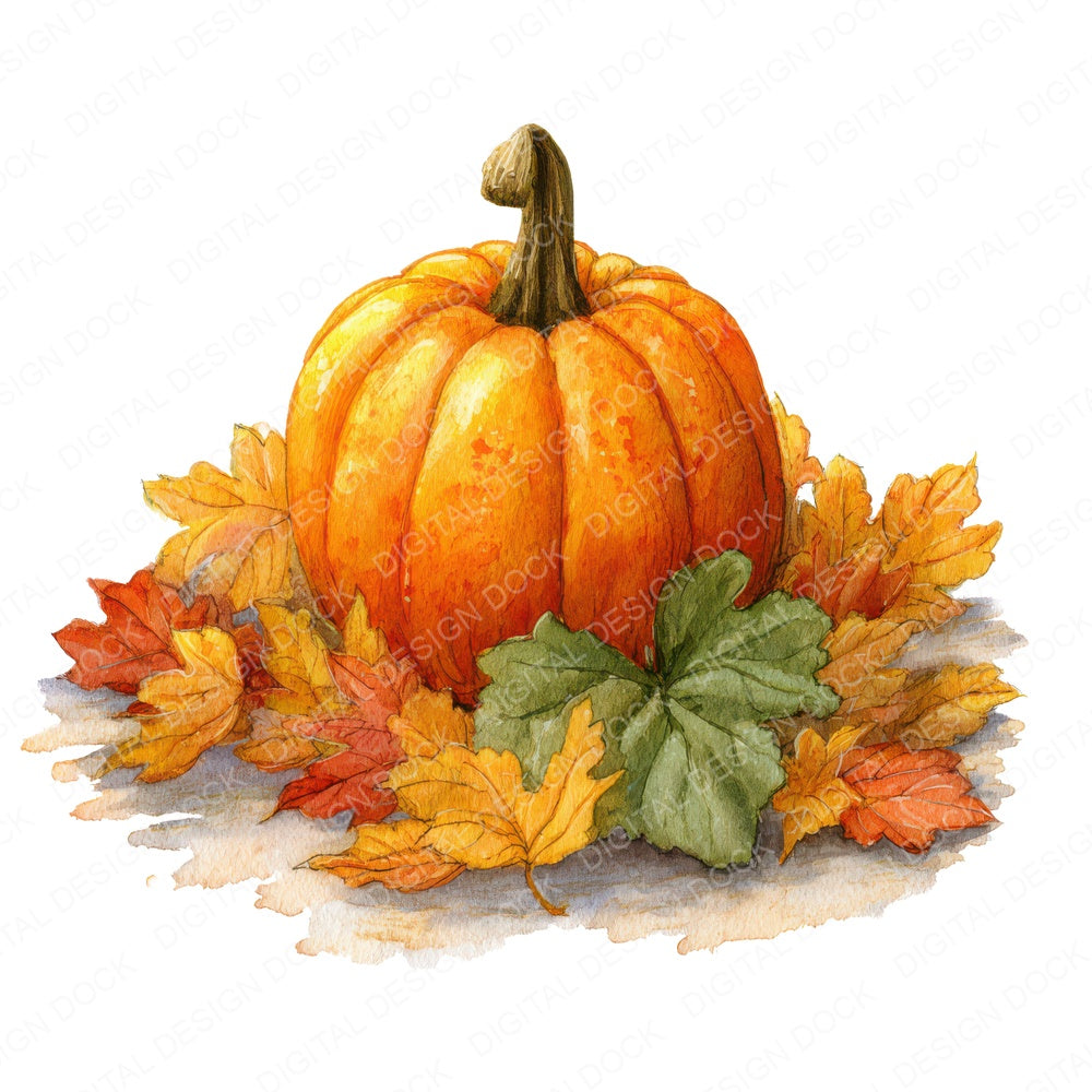 Autumn Pumpkin Leaves fussy cut sheet in US Letter format showing all 12 designs on one printable page