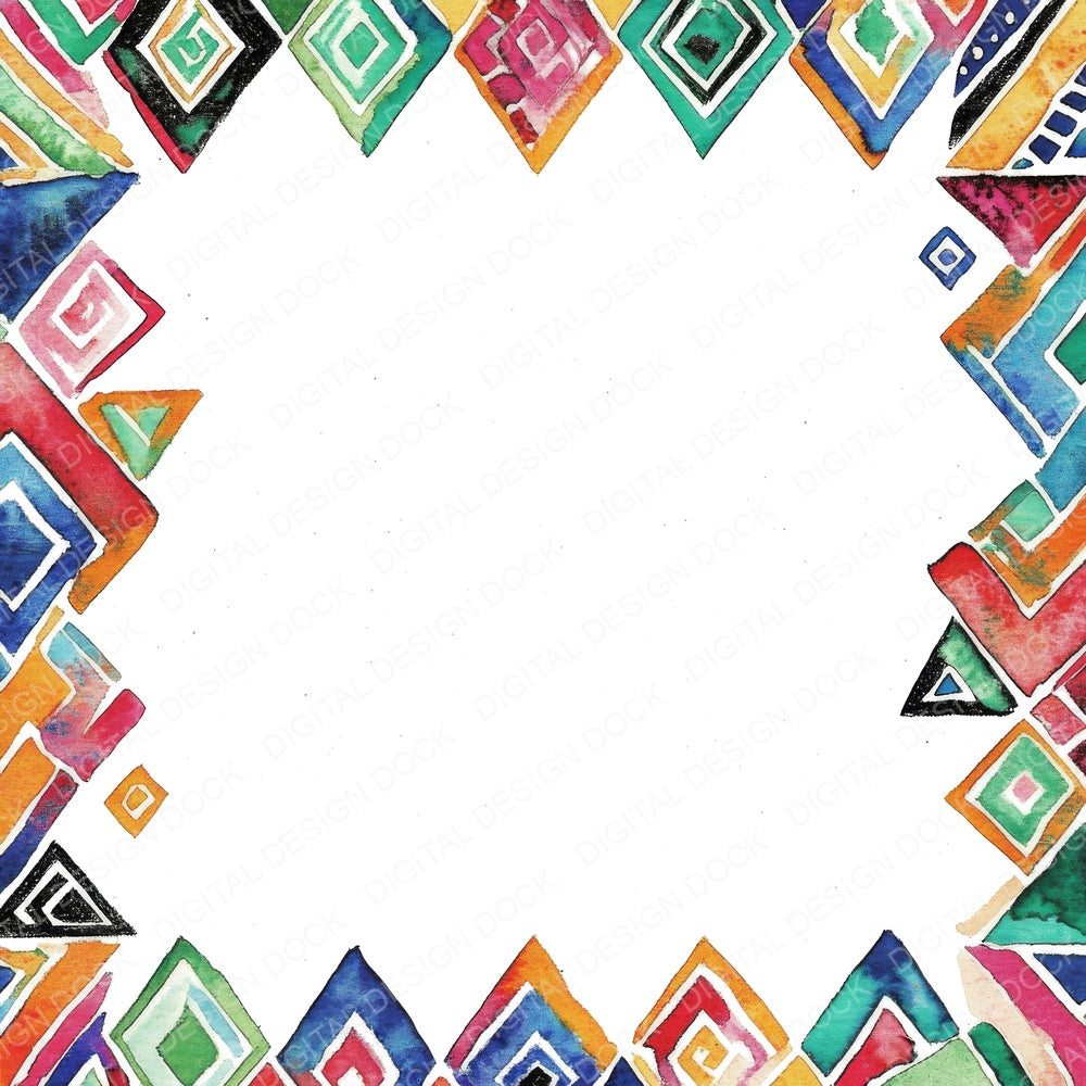 Aztec Watercolour Pattern Border Clipart Set (DDD004637)