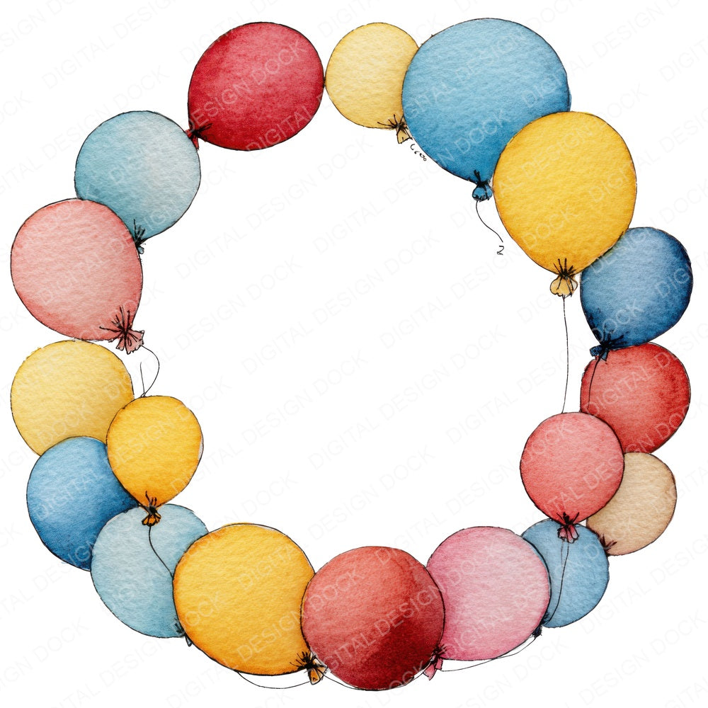 Balloon Frame Birthday fussy cut sheet in US Letter format showing all 12 designs on one printable page