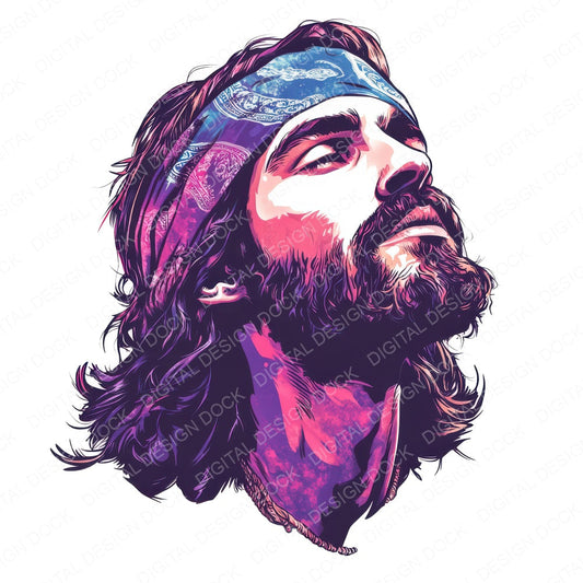 Bandana Jesus fussy cut sheet in US Letter format showing all 12 designs on one printable page