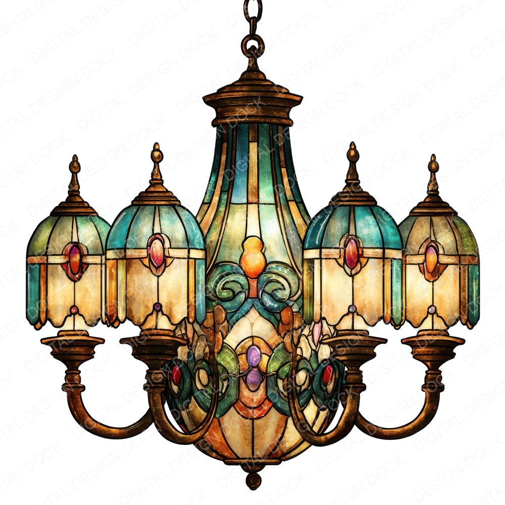 Baroque Hanging Tiffany Lamp Clipart Set (DDD004650)