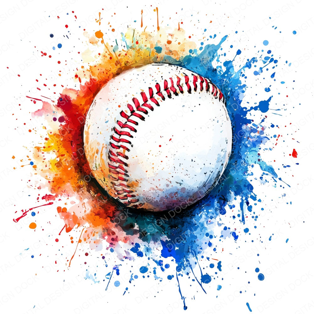 Baseball Spalsh fussy cut sheet in US Letter format showing all 12 designs on one printable page