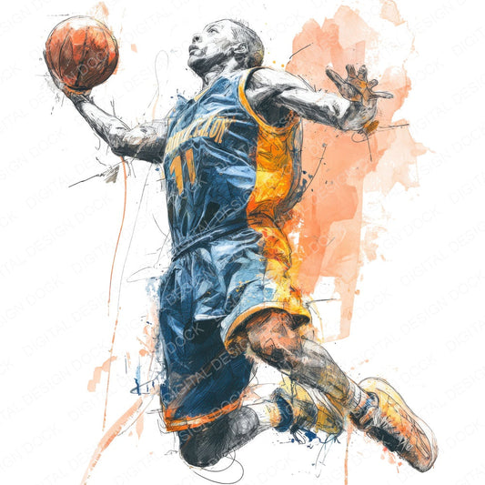 Basketball Jump Shot fussy cut sheet in US Letter format showing all 12 designs on one printable page