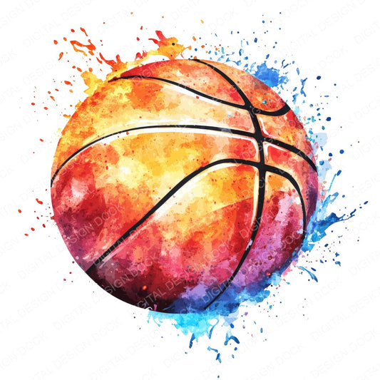 Basketball Splash fussy cut sheet in US Letter format showing all 12 designs on one printable page