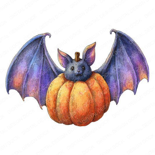 Bat Wing Pumpkin fussy cut sheet in US Letter format showing all 12 designs on one printable page