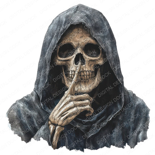 Be Quiet Grim Reaper fussy cut sheet in US Letter format showing all 12 designs on one printable page