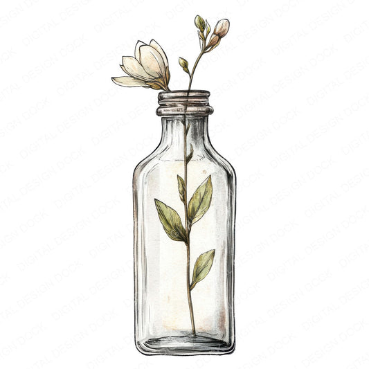 Blooming Bottle Stem fussy cut sheet in US Letter format showing all 12 designs on one printable page