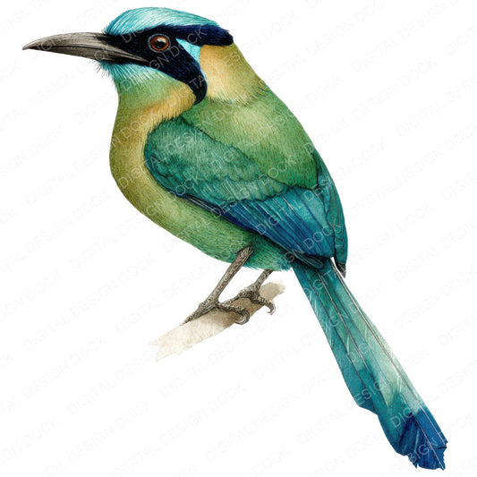 Blue Crowned Motmot Exotic Bird Clipart Set (DDD008208)
