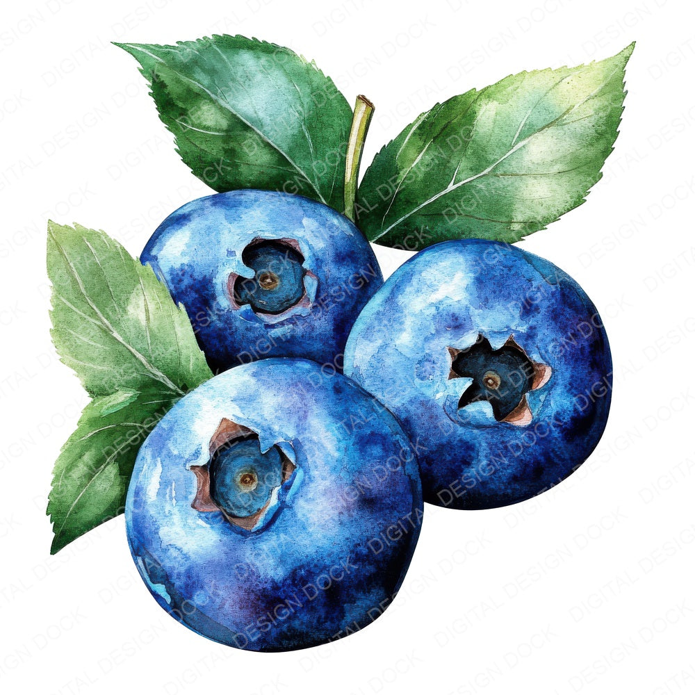 Blueberries fussy cut sheet in US Letter format showing all 12 designs on one printable page