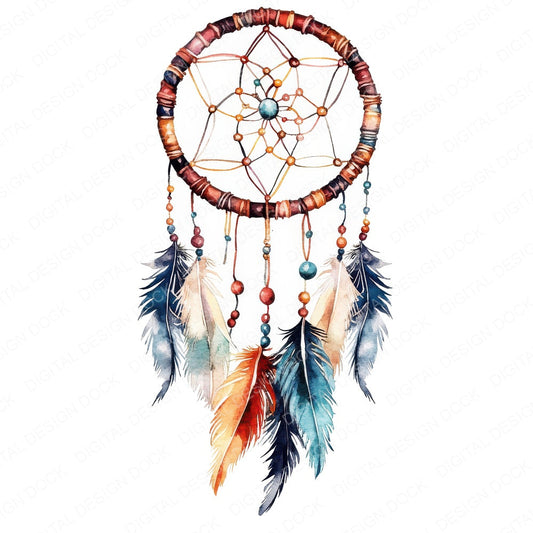 Boho Dreamcatcher fussy cut sheet in US Letter format showing all 12 designs on one printable page
